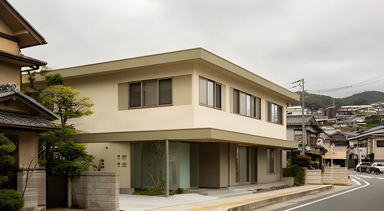 富山県高岡市の落ち着いたオフィス外観と周辺の街並み